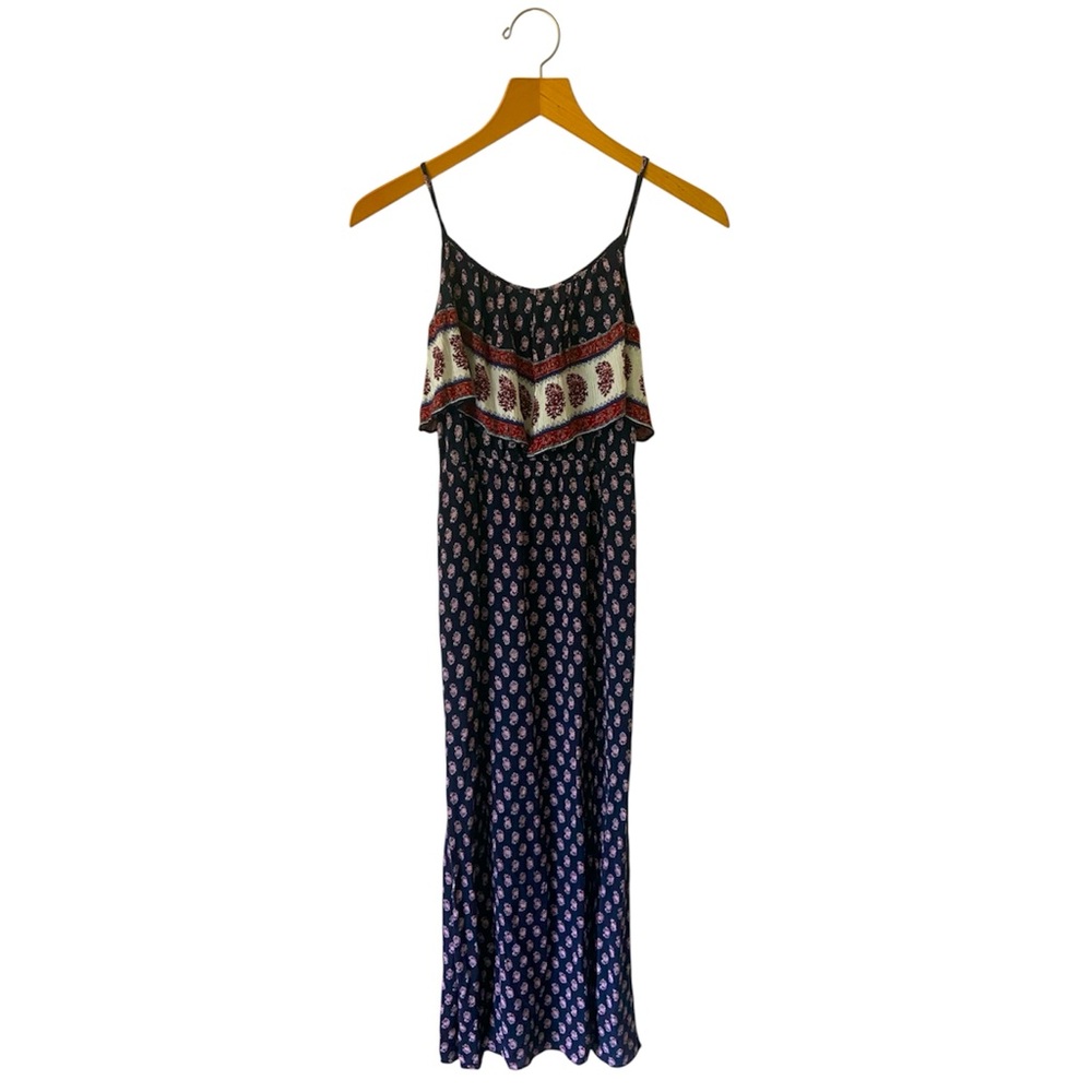 American Eagle Outfitters Navy Red Boho Leg Slit Maxi Dress Women’s Size S